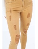 Mustard denim trousers with abrasions 555 - Online store - Boutique